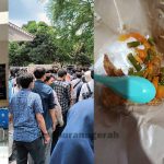 Mahasiswa antre makan gratis di Undip Semarang, Rabu (7/9).